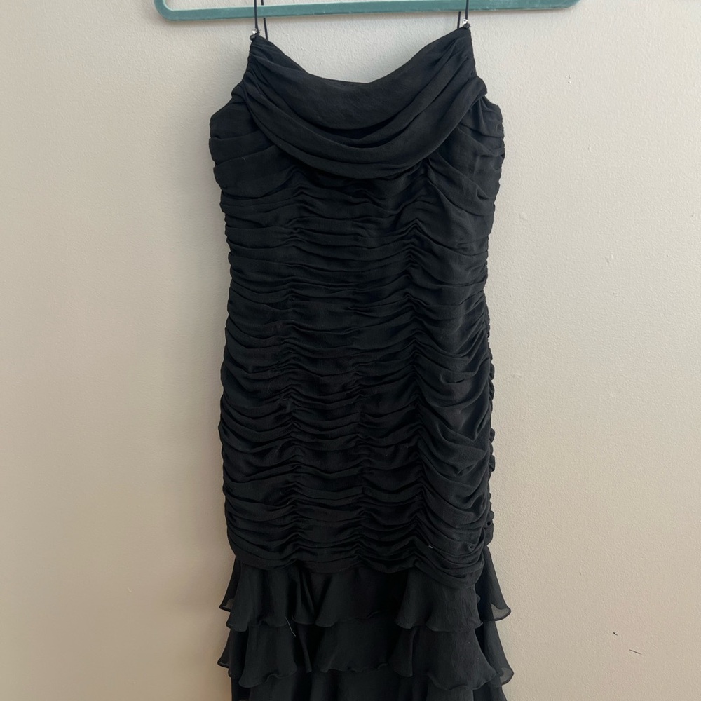 Vintage silk Black Ruched Dress